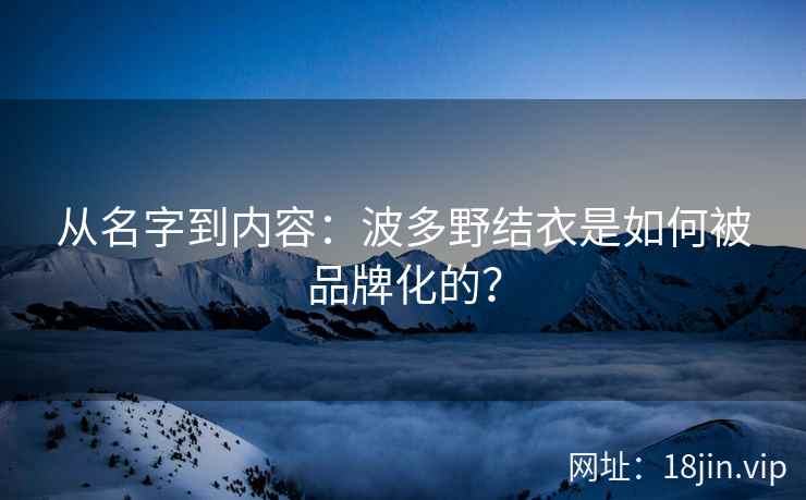 从名字到内容：波多野结衣是如何被品牌化的？