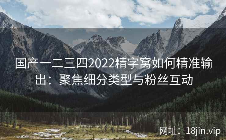 国产一二三四2022精字窝如何精准输出：聚焦细分类型与粉丝互动